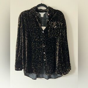 NWT Vintage 1980's Paolo Santini Silk Leopard Button Down Blouse
